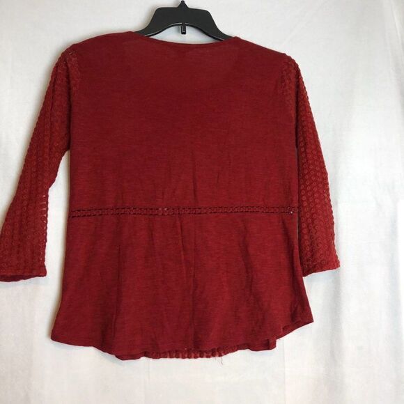 Women's Lucky Brand Top Size S Boho Lightweight Sheer Polka dots Red C - Picture 4 of 6